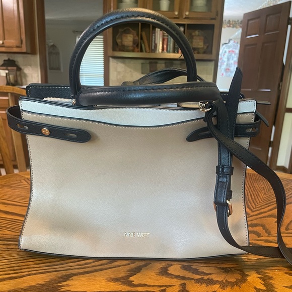 Nine West Colorblock Tan and Black Satchel - Picture 2 of 6